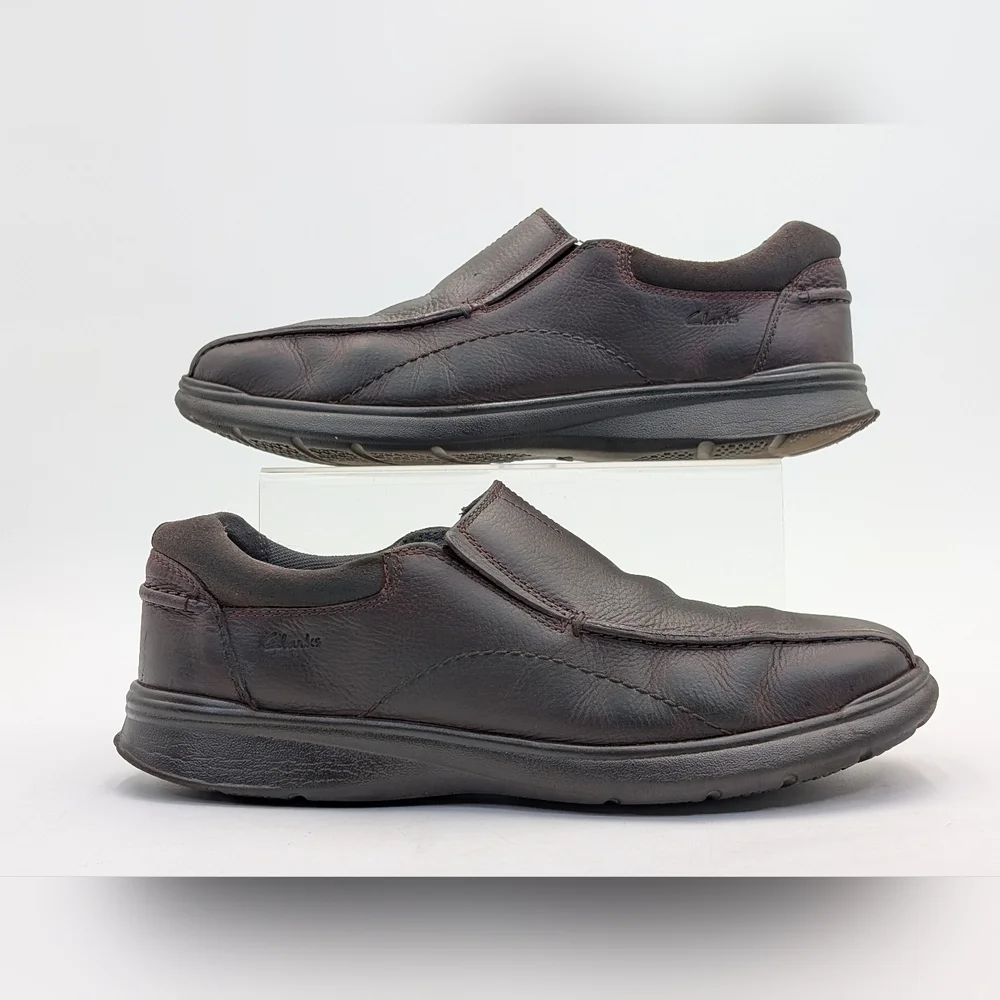 Clarks Cotrell Step Slip-On Men's Sz 11.5M Brown Oily Leather Loafers Ortholite®